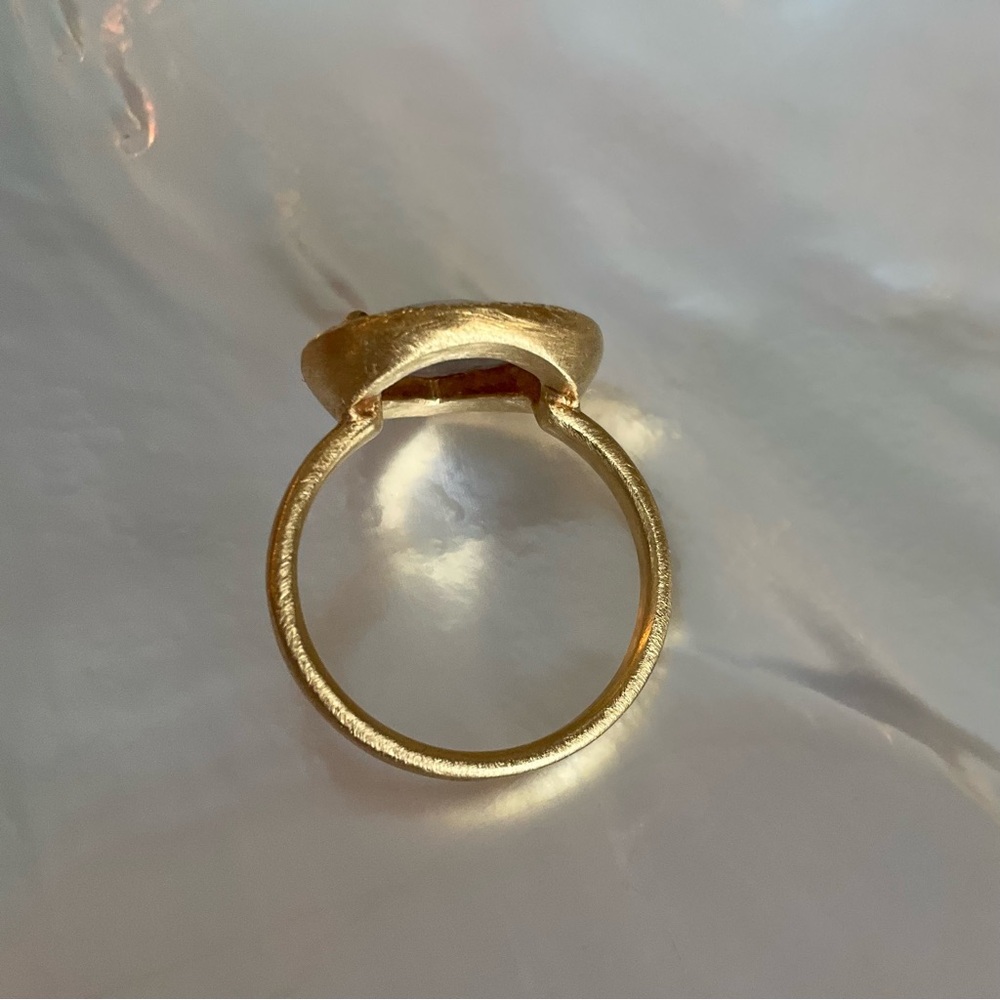 Yasuko Azuma 18k gold & large diamond halo ring, rose cut checkerboard cut, 7 - Picture 10 of 15